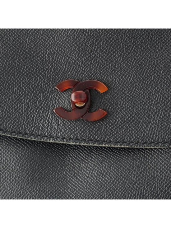 Chanel Leather CC Logo Tortie Shell Turnlock Backpack Black main image 4